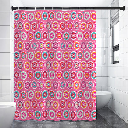 Pink Girly Flower Pattern Print Shower Curtain