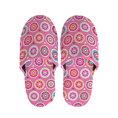 Pink Girly Flower Pattern Print Slippers