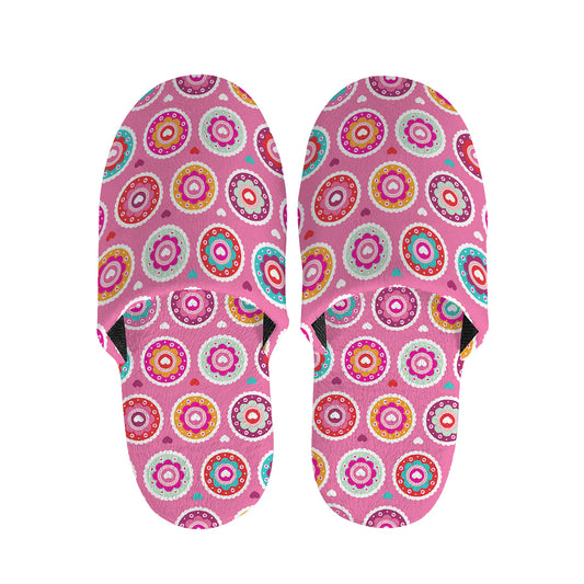 Pink Girly Flower Pattern Print Slippers