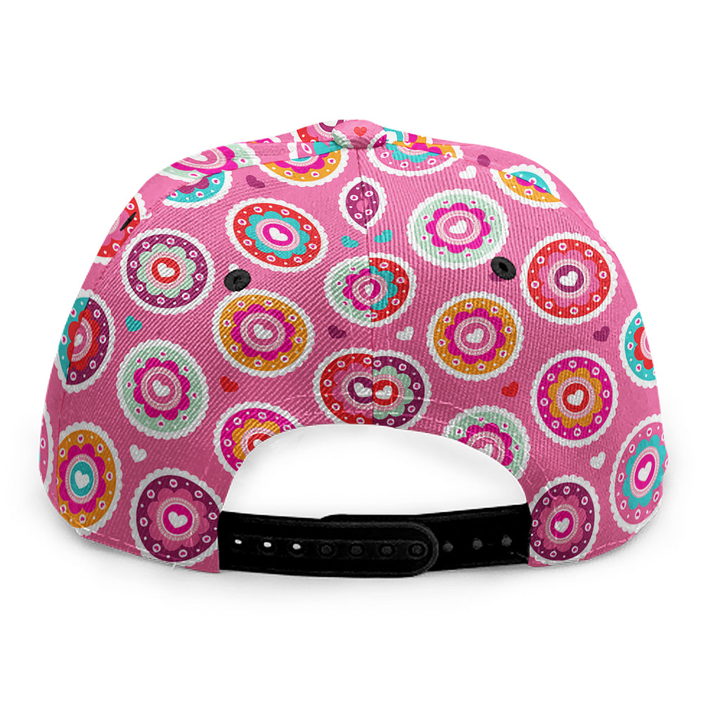 Pink Girly Flower Pattern Print Snapback Cap
