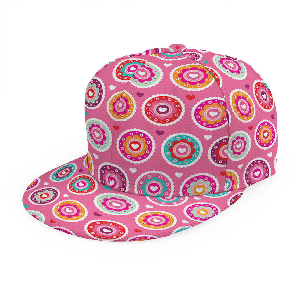 Pink Girly Flower Pattern Print Snapback Cap