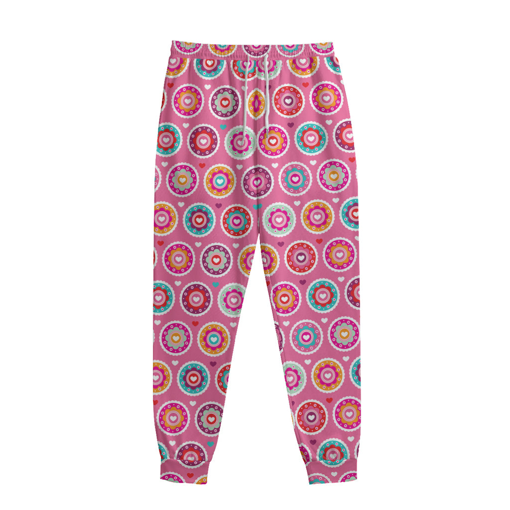 Pink Girly Flower Pattern Print Sweatpants