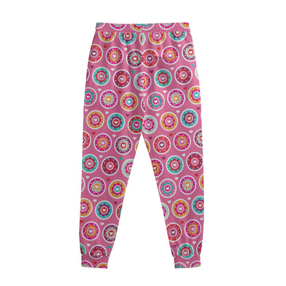 Pink Girly Flower Pattern Print Sweatpants