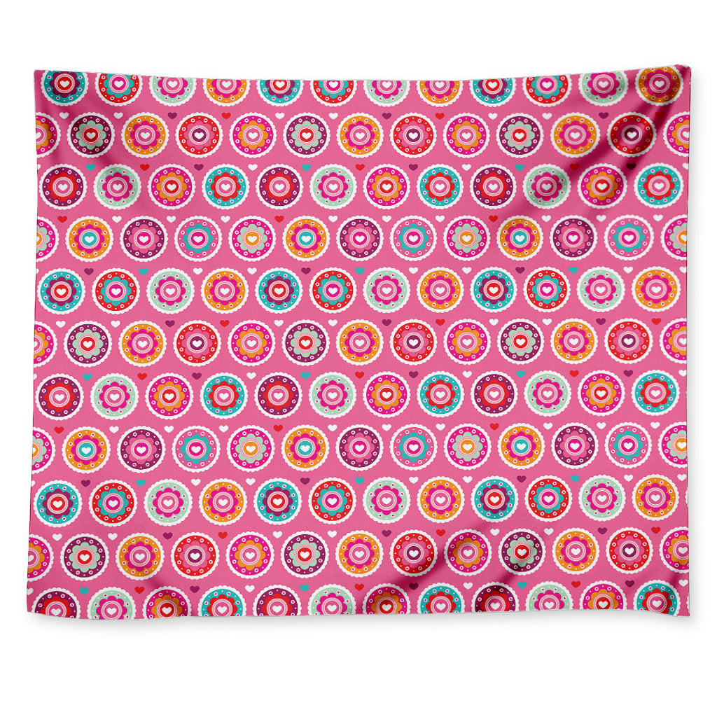 Pink Girly Flower Pattern Print Tapestry