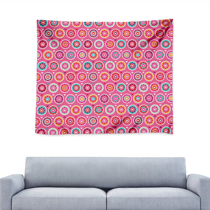 Pink Girly Flower Pattern Print Tapestry