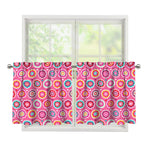 Pink Girly Flower Pattern Print Tier Curtains