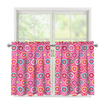 Pink Girly Flower Pattern Print Tier Curtains