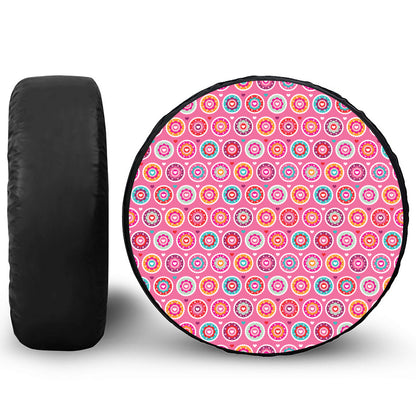 Pink Girly Flower Pattern Print Tire Cover
