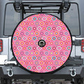 Pink Girly Flower Pattern Print Tire Cover With Camera Hole