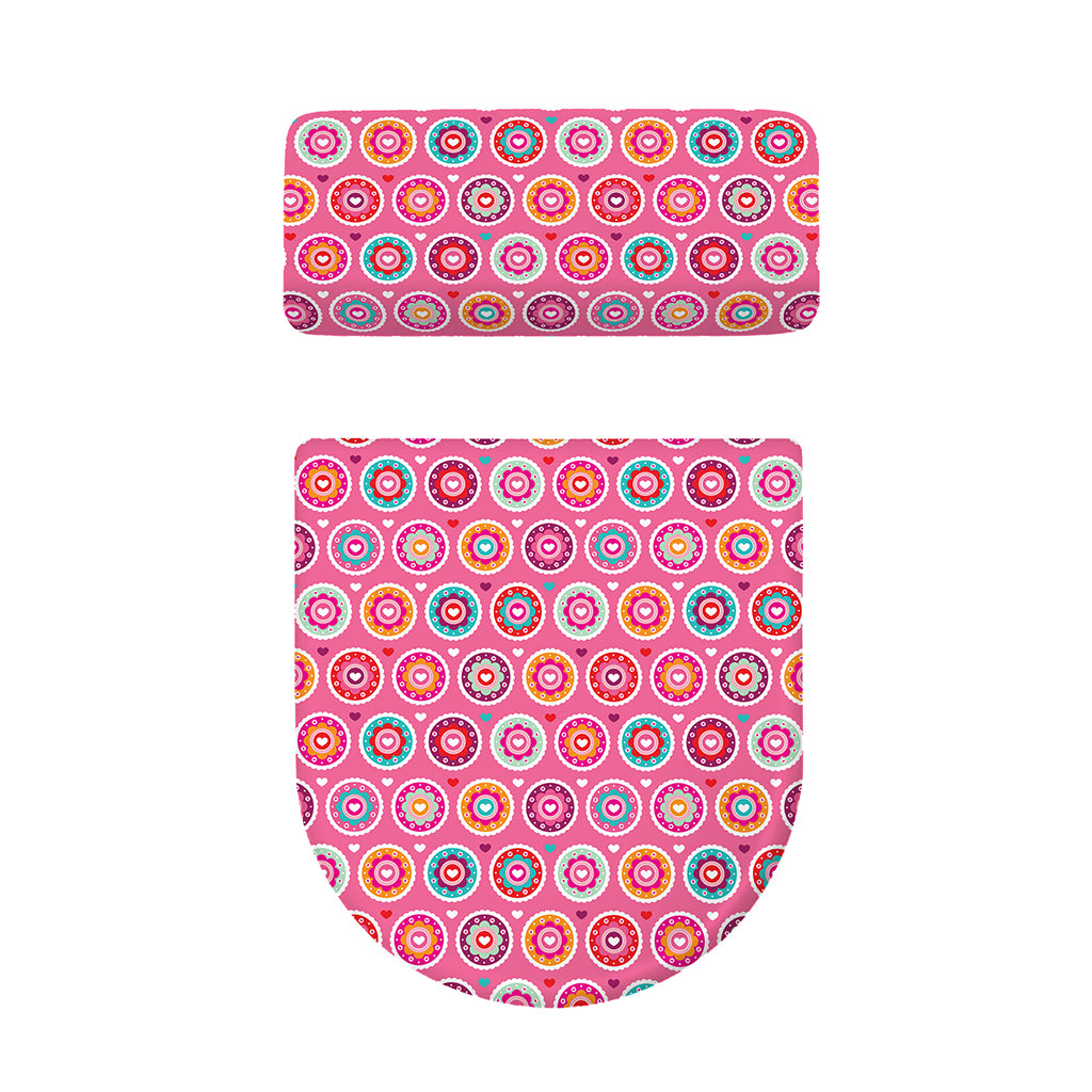 Pink Girly Flower Pattern Print Toilet Lid And Tank Cover Set