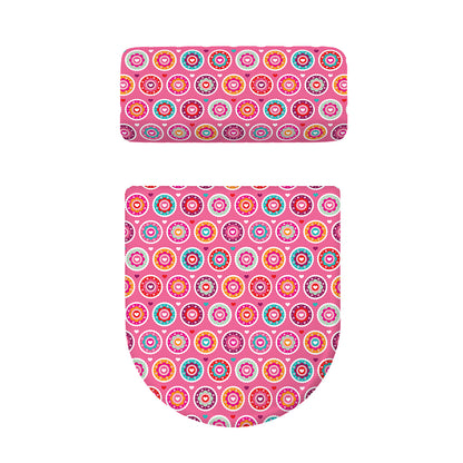 Pink Girly Flower Pattern Print Toilet Lid And Tank Cover Set