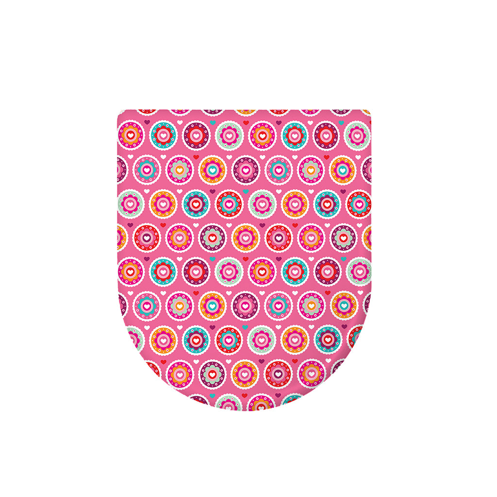 Pink Girly Flower Pattern Print Toilet Lid Cover