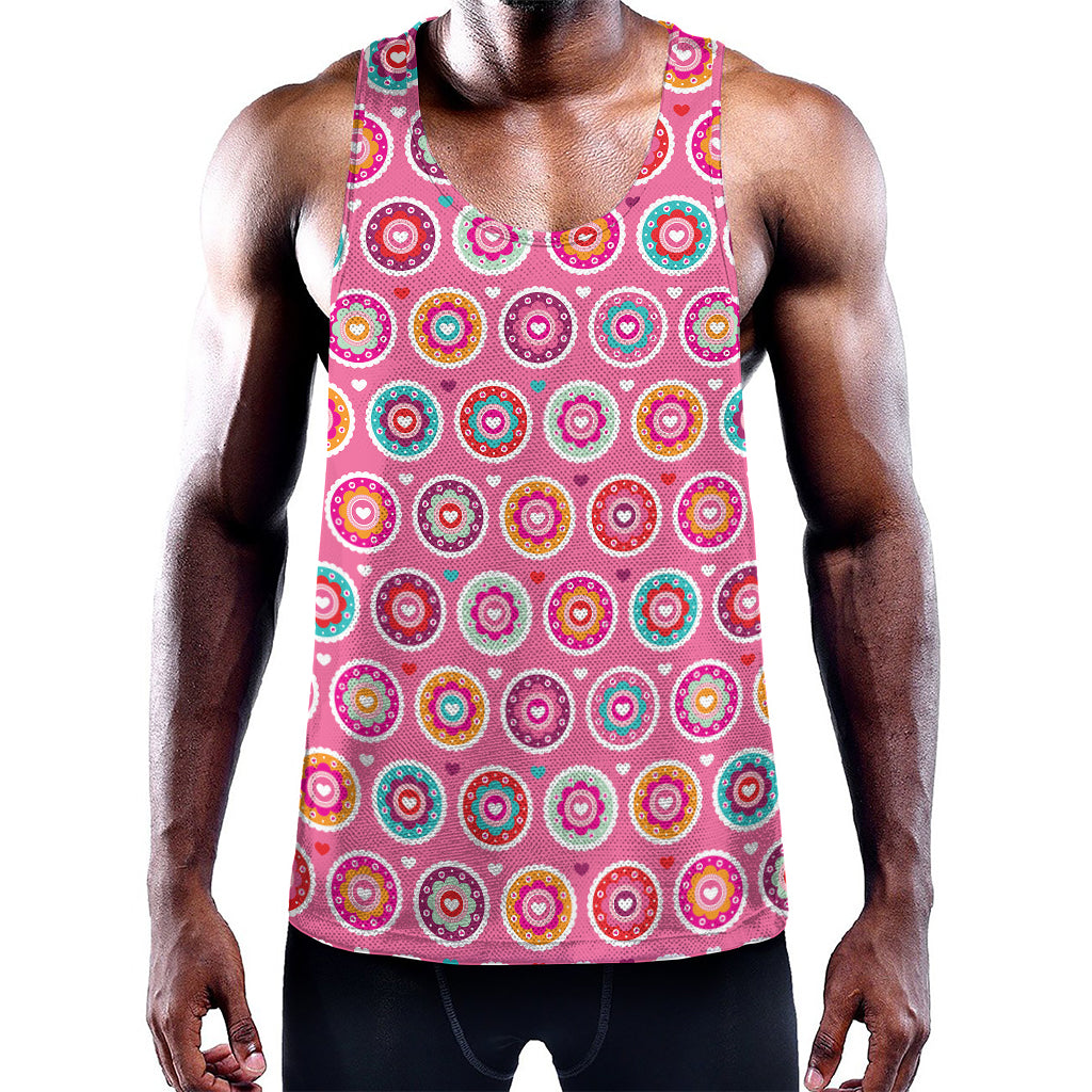Pink Girly Flower Pattern Print Training Tank Top