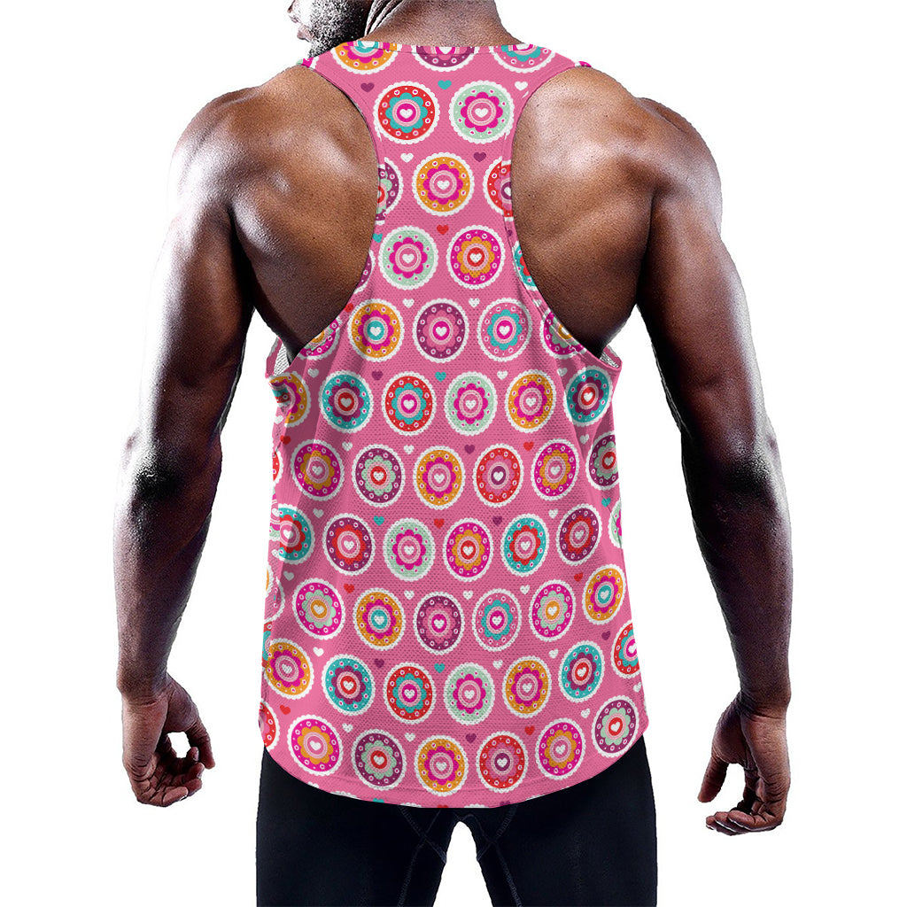Pink Girly Flower Pattern Print Training Tank Top