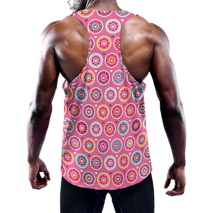 Pink Girly Flower Pattern Print Training Tank Top
