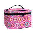 Pink Girly Flower Pattern Print Travel Makeup Bag