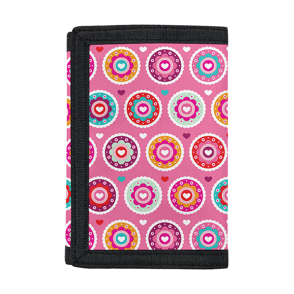 Pink Girly Flower Pattern Print Trifold Wallet