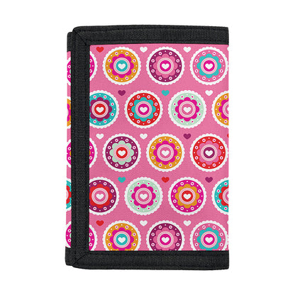 Pink Girly Flower Pattern Print Trifold Wallet