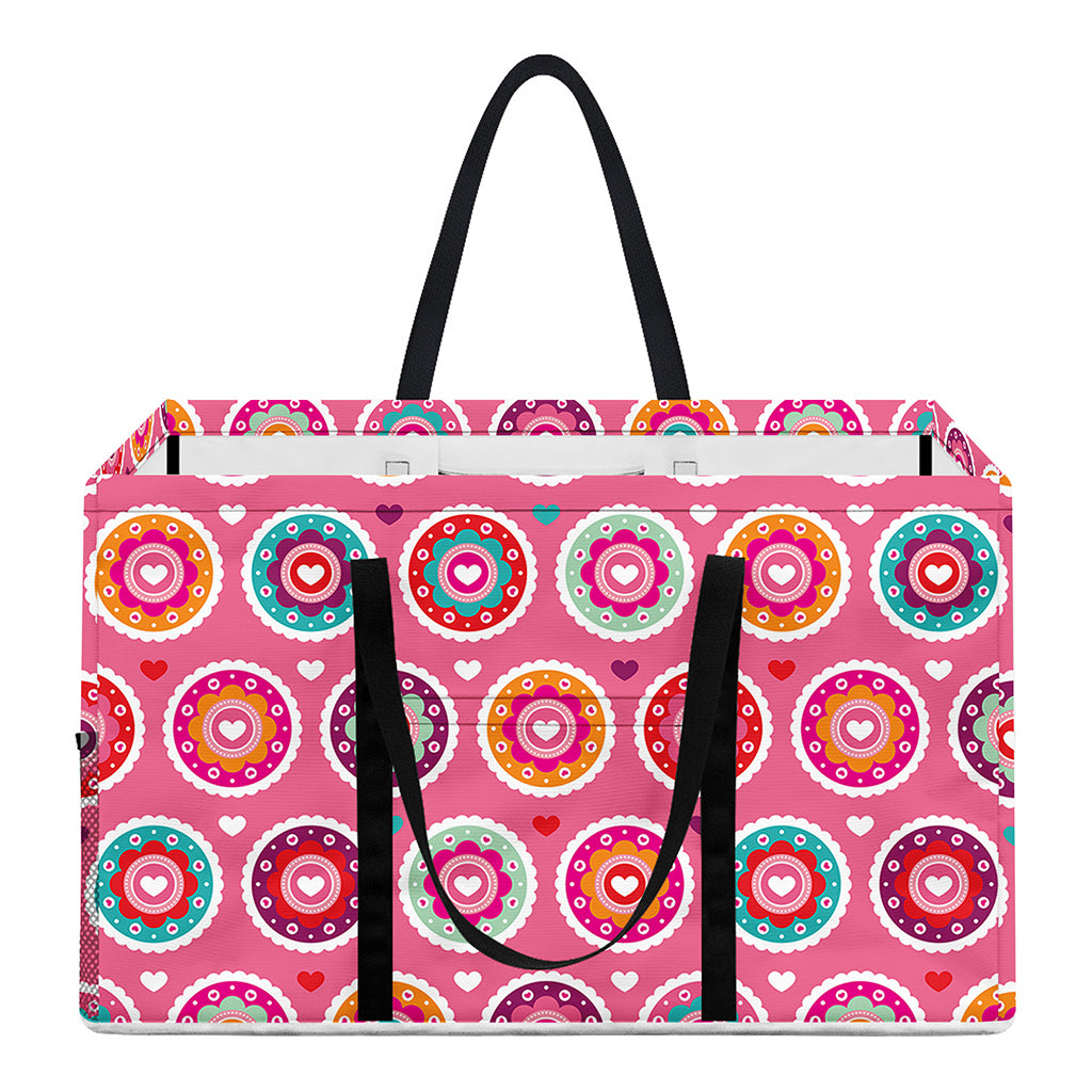 Pink Girly Flower Pattern Print Utility Tote Bag