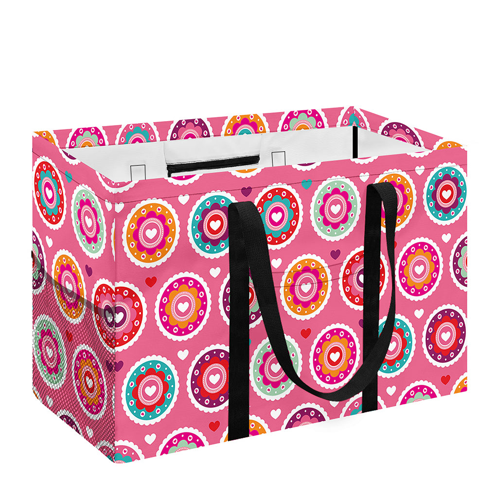 Pink Girly Flower Pattern Print Utility Tote Bag
