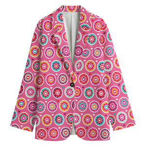 Pink Girly Flower Pattern Print Women's Blazer