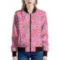 Pink Girly Flower Pattern Print Women's Bomber Jacket
