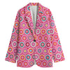 Pink Girly Flower Pattern Print Women's Cotton Blazer