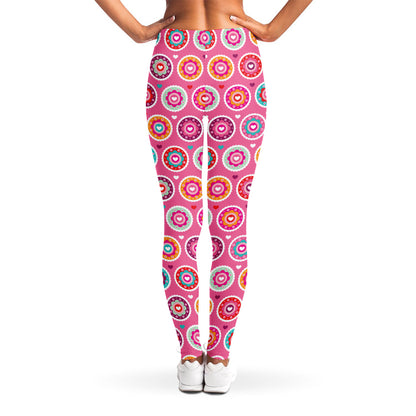 Pink Girly Flower Pattern Print Women's Leggings