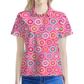 Pink Girly Flower Pattern Print Women's Polo Shirt
