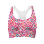 Pink Girly Flower Pattern Print Women's Sports Bra