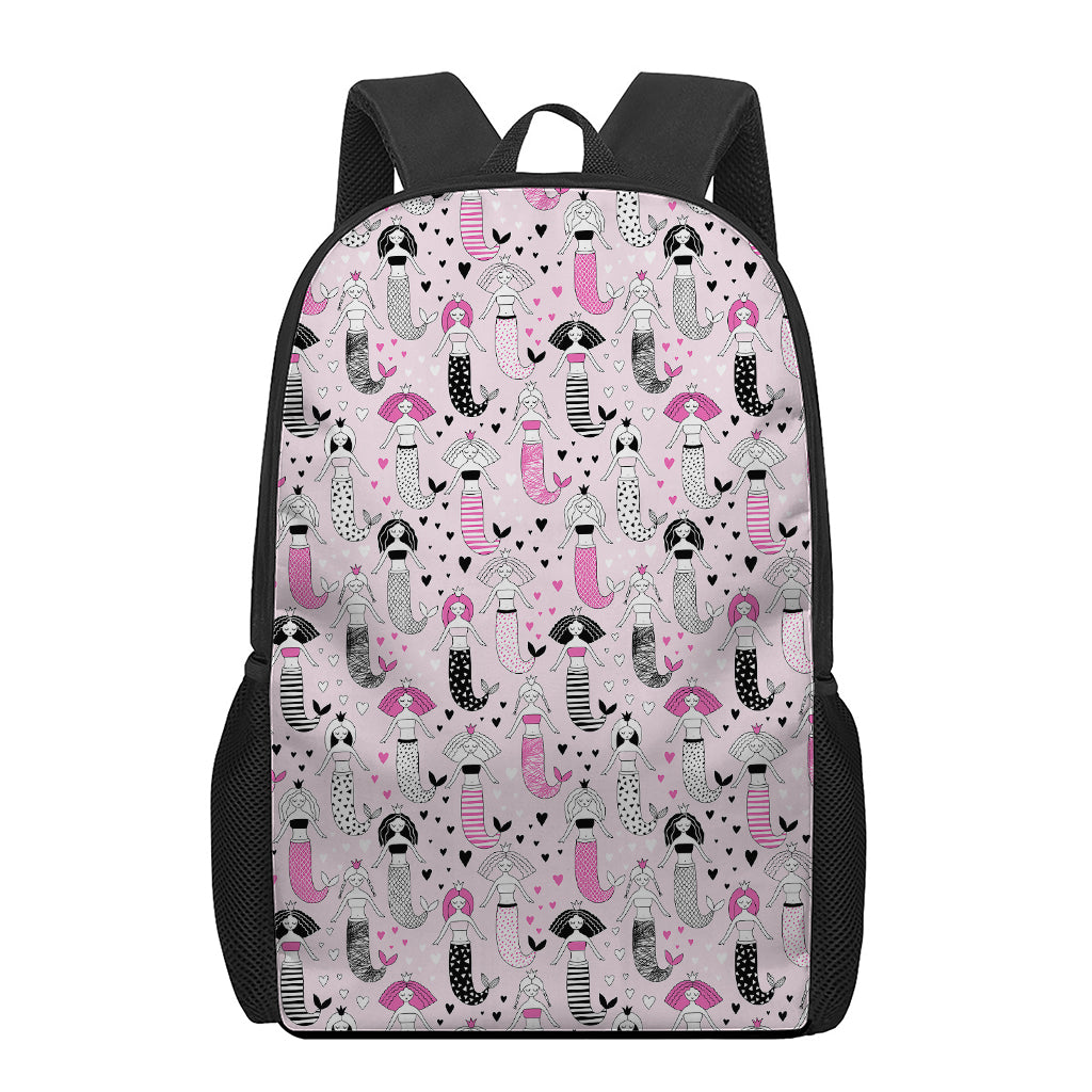 Pink Girly Mermaid Pattern Print 17 Inch Backpack