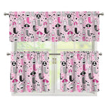 Pink Girly Mermaid Pattern Print 3 Piece Kitchen Curtains