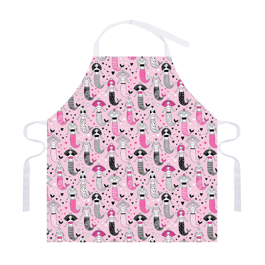 Pink Girly Mermaid Pattern Print Adjustable Apron