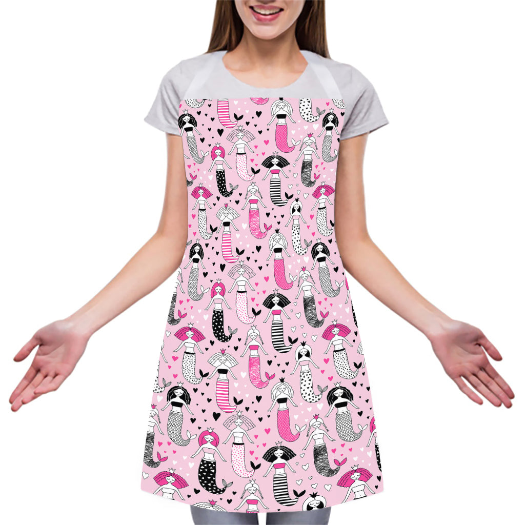 Pink Girly Mermaid Pattern Print Adjustable Apron