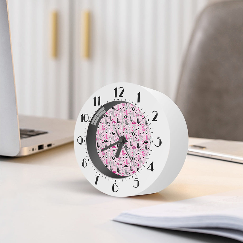 Pink Girly Mermaid Pattern Print Alarm Clock