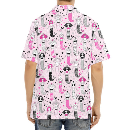 Pink Girly Mermaid Pattern Print Aloha Shirt