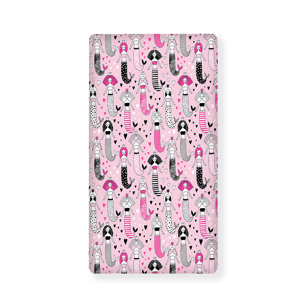 Pink Girly Mermaid Pattern Print Baby Crib Sheet