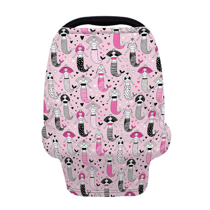 Pink Girly Mermaid Pattern Print Baby Seat Cover