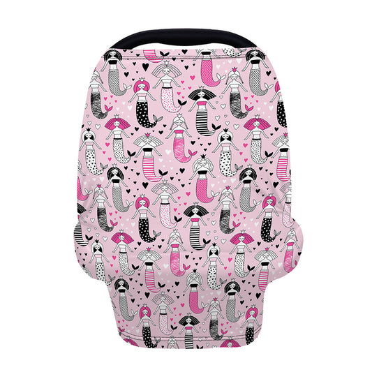 Pink Girly Mermaid Pattern Print Baby Seat Cover