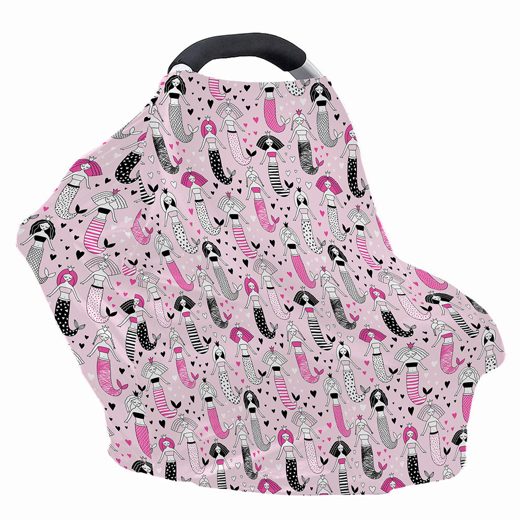 Pink Girly Mermaid Pattern Print Baby Seat Cover