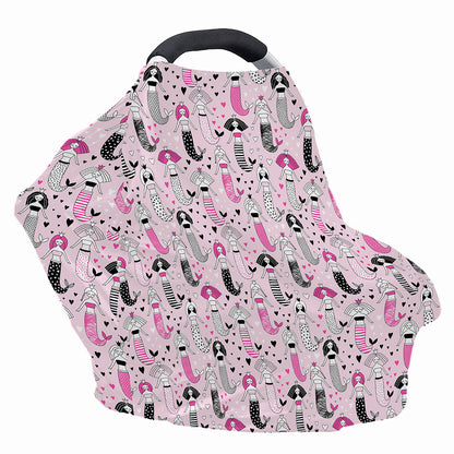 Pink Girly Mermaid Pattern Print Baby Seat Cover