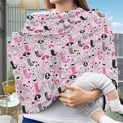 Pink Girly Mermaid Pattern Print Baby Seat Cover
