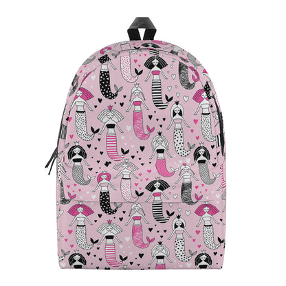 Pink Girly Mermaid Pattern Print Backpack
