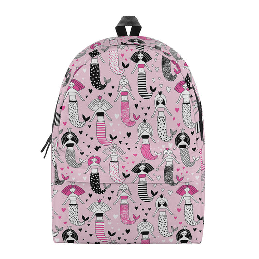 Pink Girly Mermaid Pattern Print Backpack