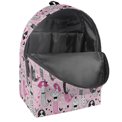 Pink Girly Mermaid Pattern Print Backpack