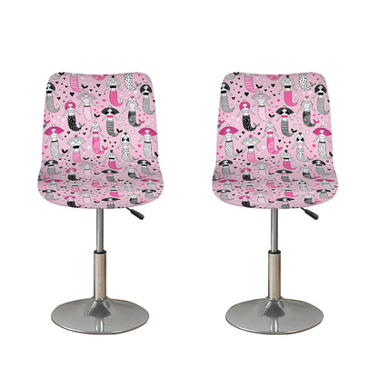 Pink Girly Mermaid Pattern Print Bar Stool Covers