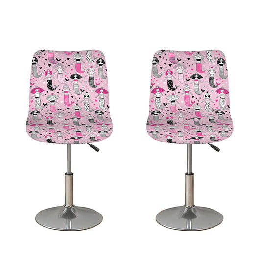 Pink Girly Mermaid Pattern Print Bar Stool Covers