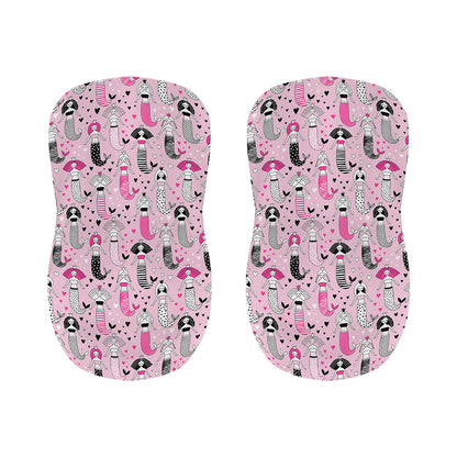 Pink Girly Mermaid Pattern Print Bar Stool Covers