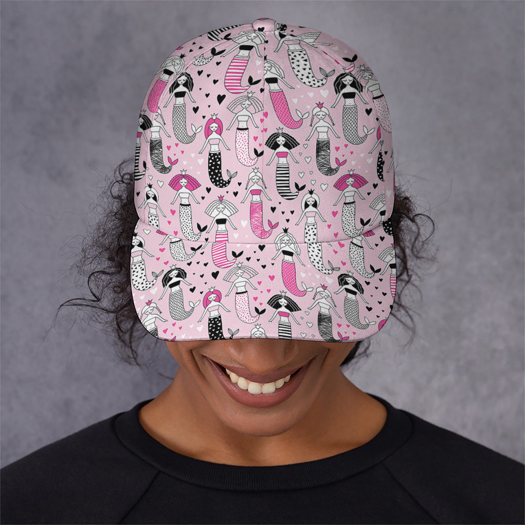 Pink Girly Mermaid Pattern Print Baseball Cap