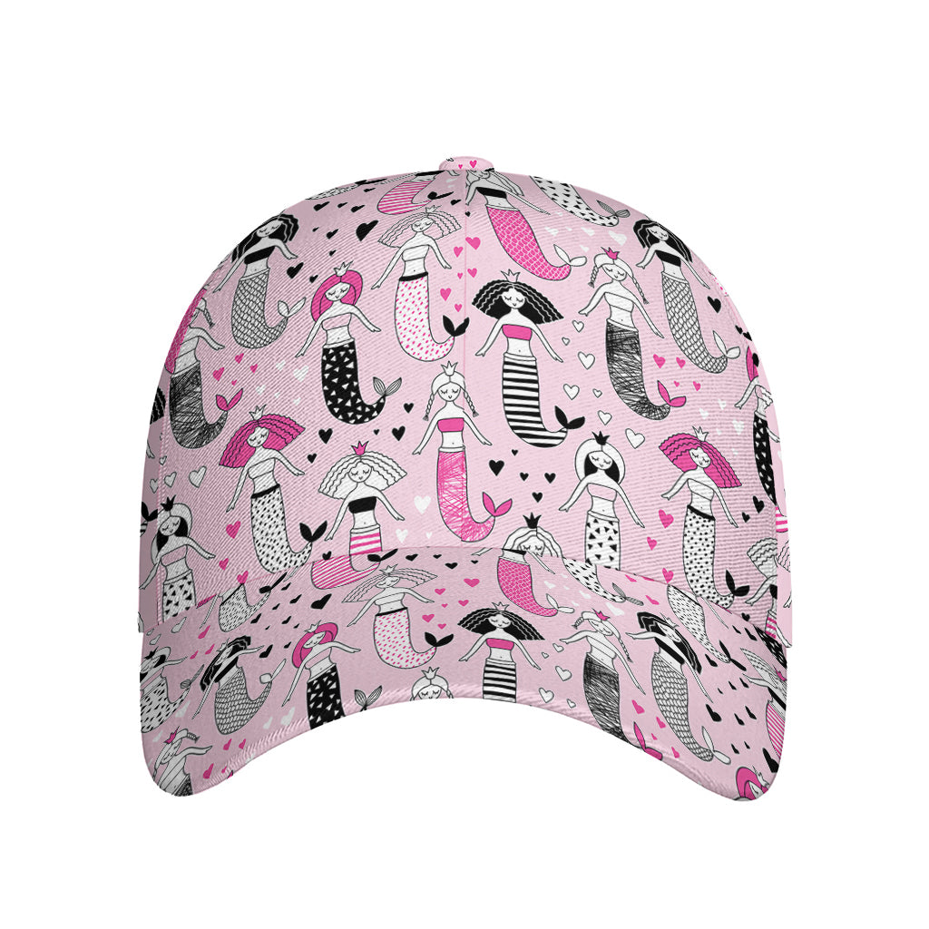 Pink Girly Mermaid Pattern Print Baseball Cap